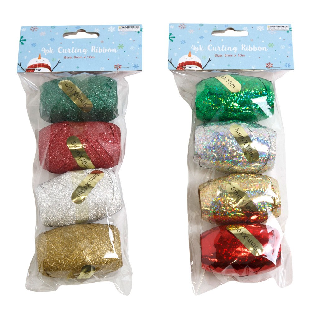 Christmas Curling Ribbon - 4 Rolls