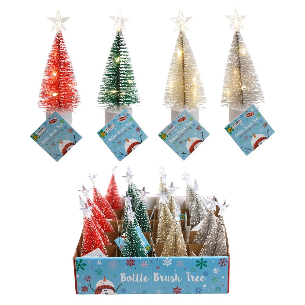 Light-Up Snow-Tipped Bottle Brush Tree
