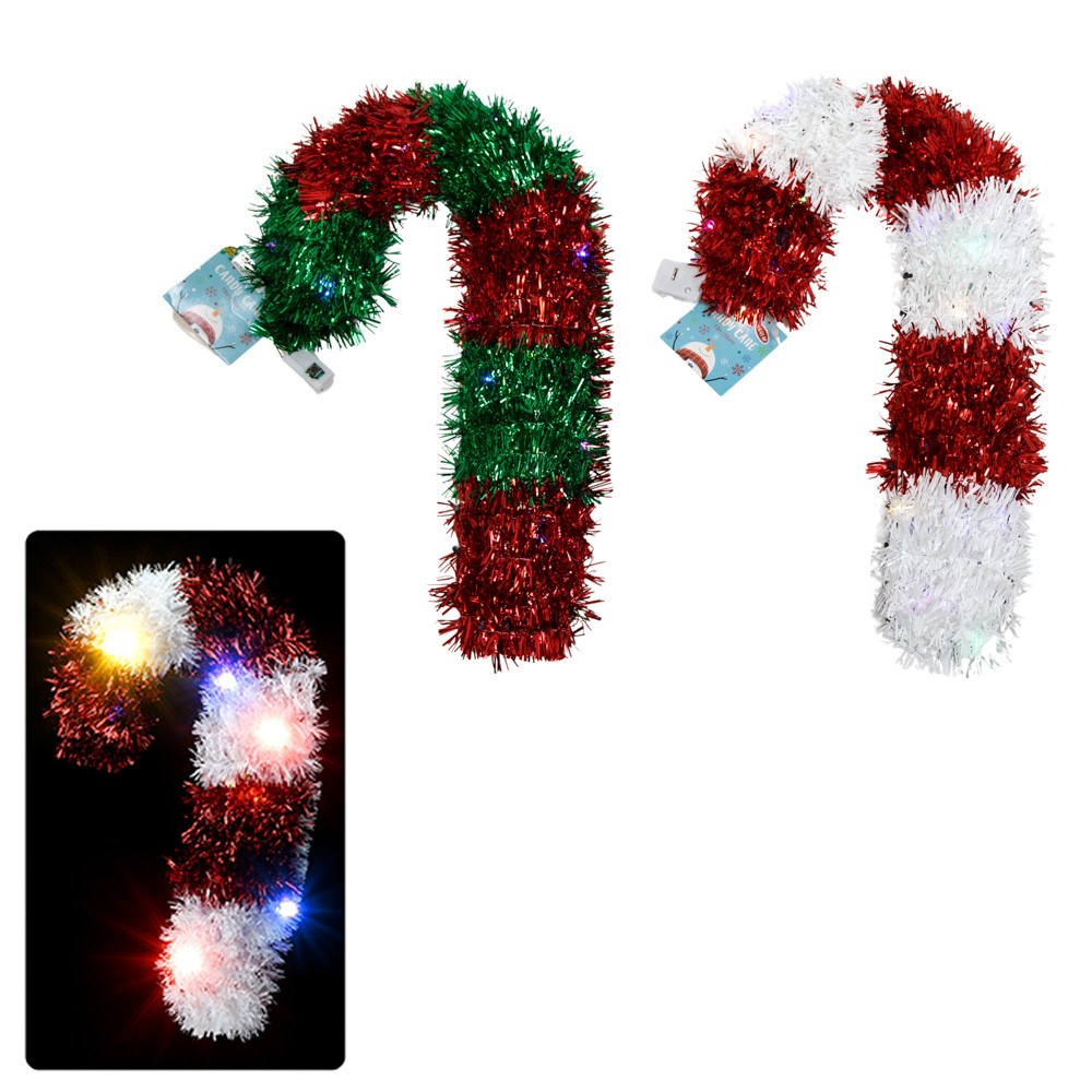 Light-Up Tinsel Candy Cane