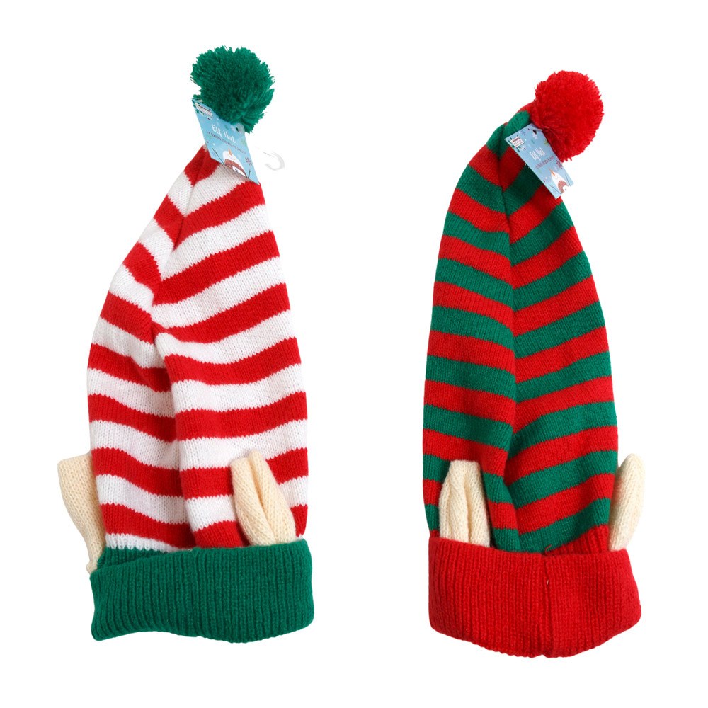 Striped Elf Hat with Ears