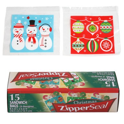 Christmas Sandwich Bags - 15 Count