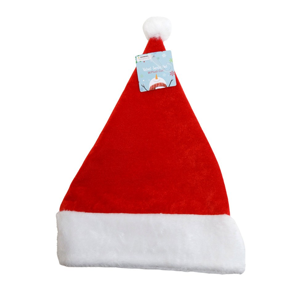 Red Velvet Santa Hat - 15 x 12 in