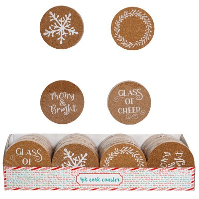 Christmas Cork Coasters - 4 Pack