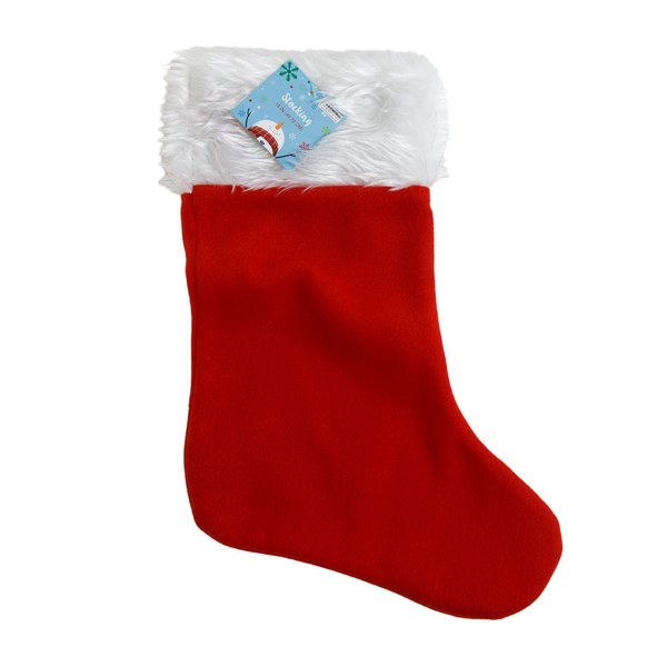 Felt Christmas Stocking with Plush Trim - 18 in