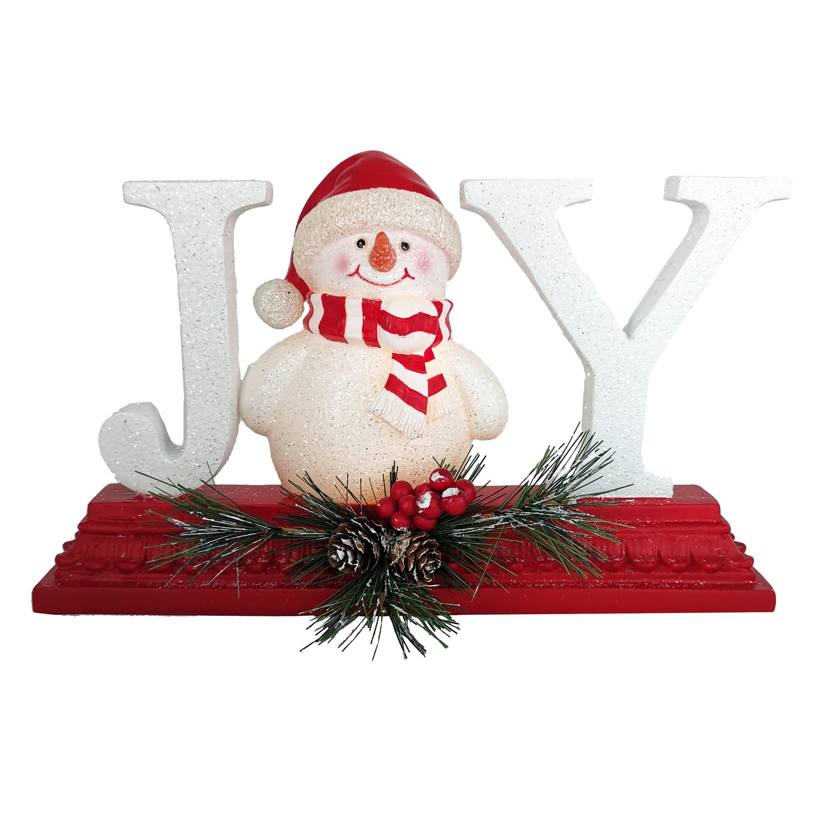Santas Forest Lighted Joy Snowman, Clear Lights, 8 in