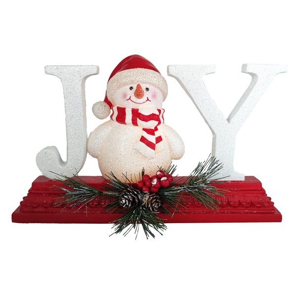 Santas Forest Lighted Joy Snowman, Clear Lights, 8 in