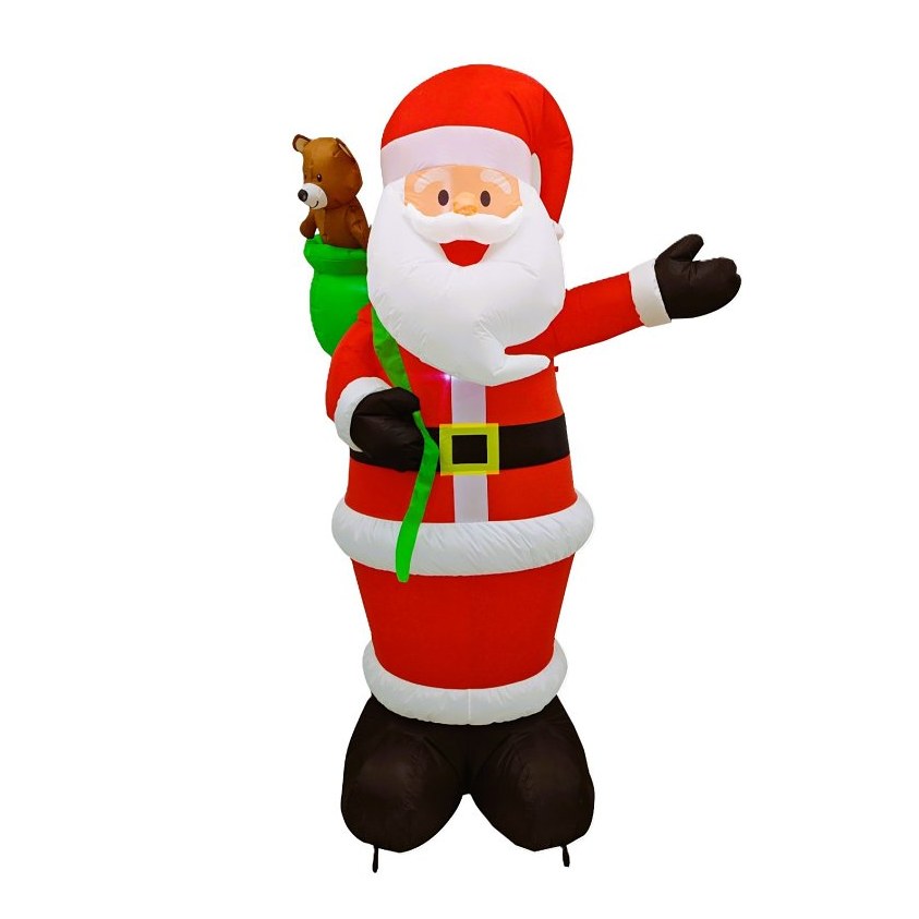 Santas Forest Santa with Bear Bag Inflatable, 8 ft