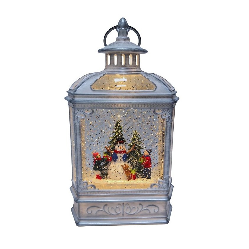 Lighted Silver Lantern, 9.06 in