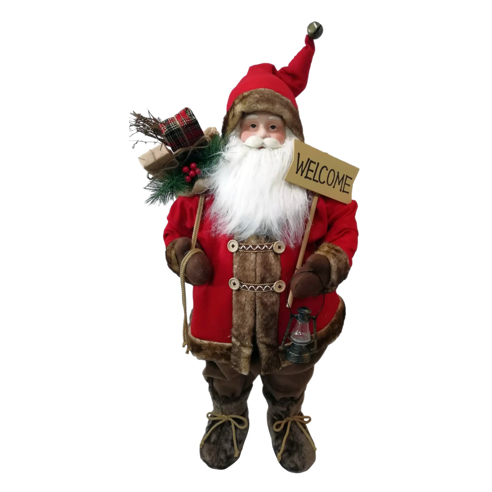 Hometown Holidays Santa with Welcome Sign, 36 in