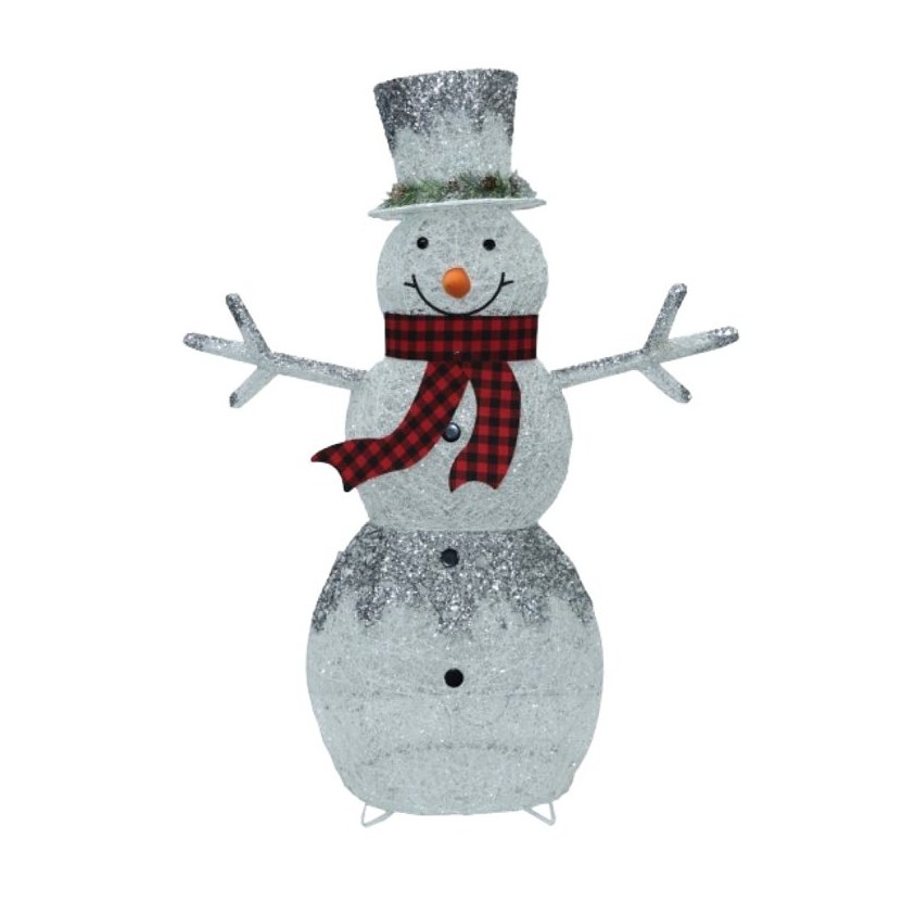 Santas Forest Pre-Lit Glitter Frosted Snowman, Clear Lights