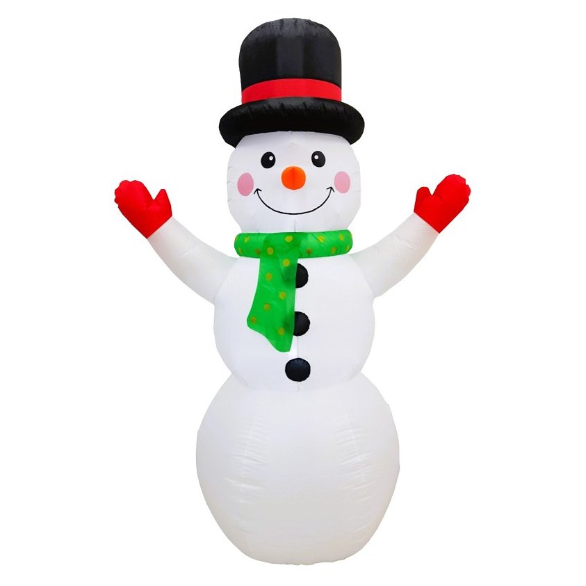 Santas Forest Snowman with Polka Dot Scarf Inflatable, 8 ft