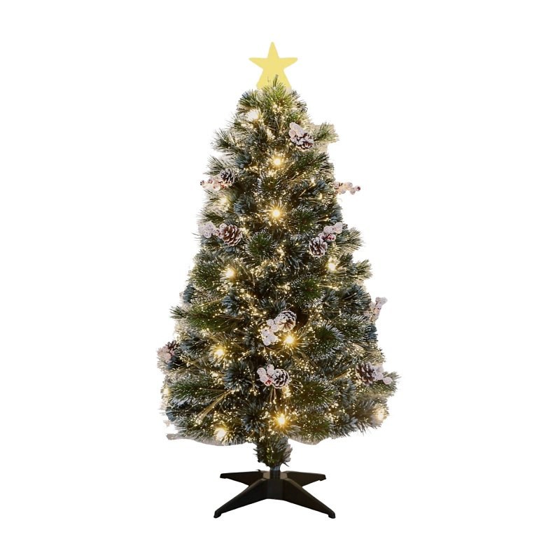 Santas Forest Frosted Mixed Needle Fiber Optic Tree, 5 ft