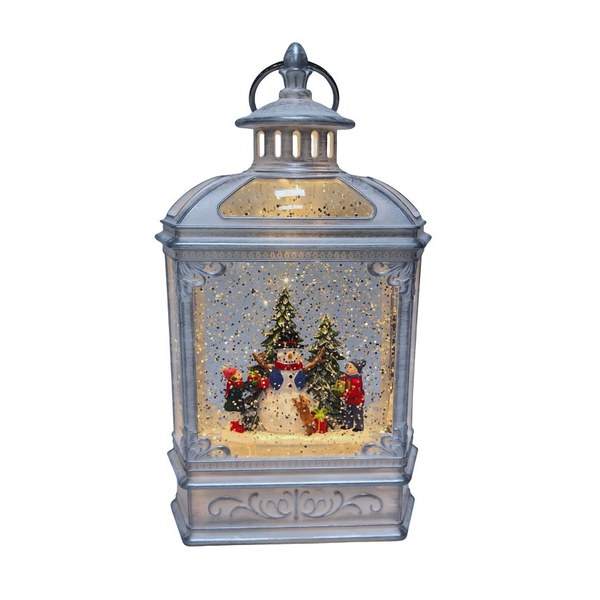 Lighted Silver Lantern, 9.06 in