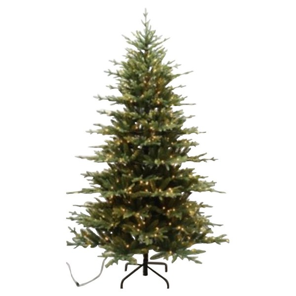 Santas Forest Pre-Lit Cascade Noble Fir Tree, Multi/Clear, 7 ft