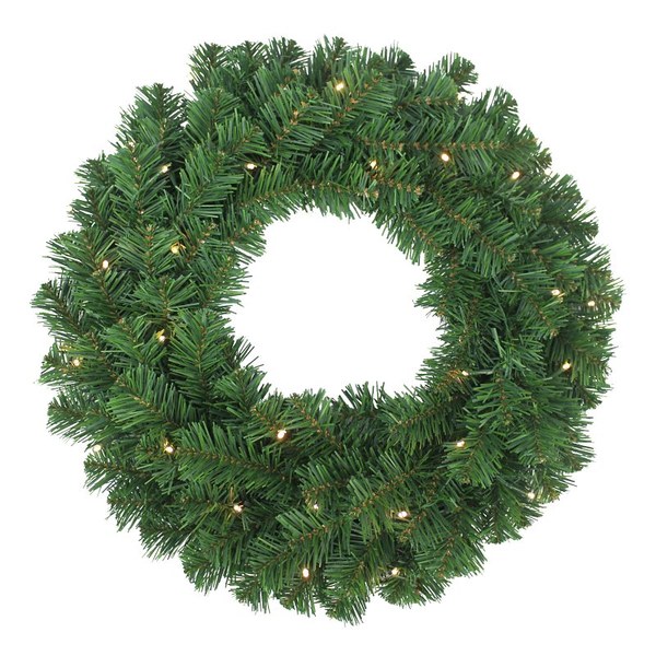 Pre-Lit Western Hemlock Wreath, Warm White Lights, 24 in