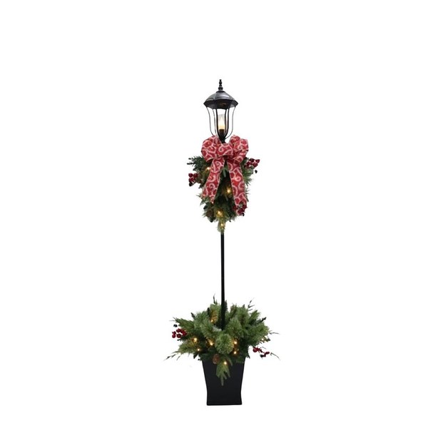 Santas Forest Pre-Lit Berry Cone Lamp Post Decoration