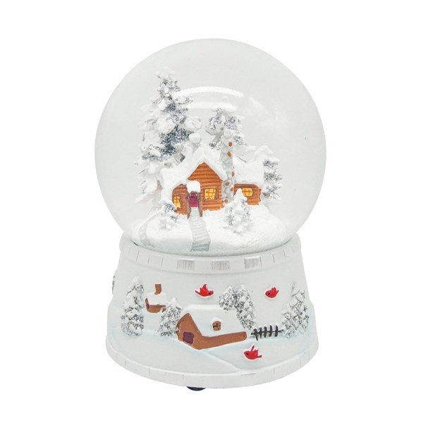 Santas Forest Farmhouse Barn Snow Globe, White, 5.33 in