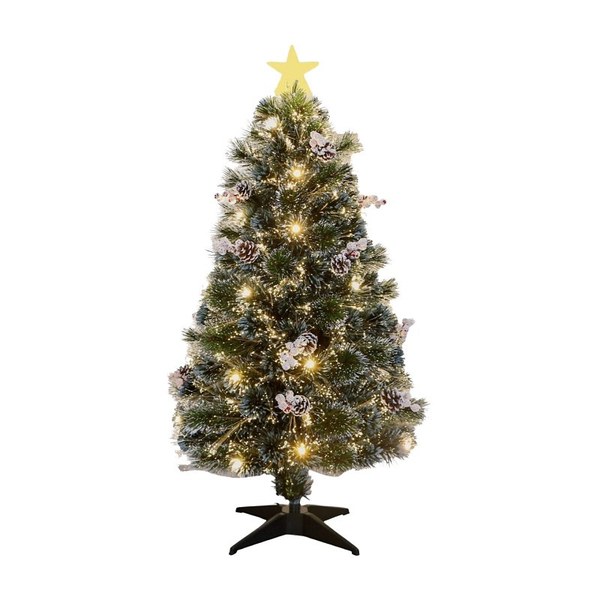 Santas Forest Frosted Mixed Needle Fiber Optic Tree, 5 ft